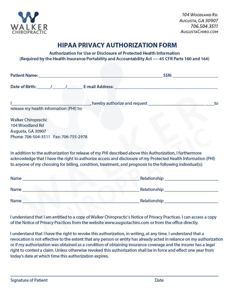 chiropractic hipaa compliance forms chiropractic hipaa compliance forms